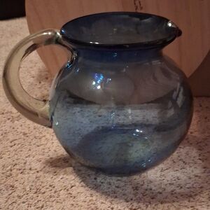 Elegant Blue Glass Pitcher